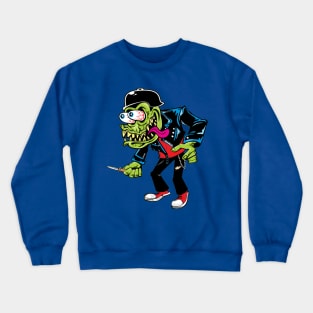 MONSTER GREASER HOTROD ILLUSTRATION WITH KNIFE RAT FINK STYLE VINTAGE Crewneck Sweatshirt